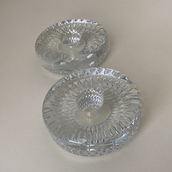 Vintage Glass Candlestick Holders solid glass starburst design heavyweight - Picture 6 of 11